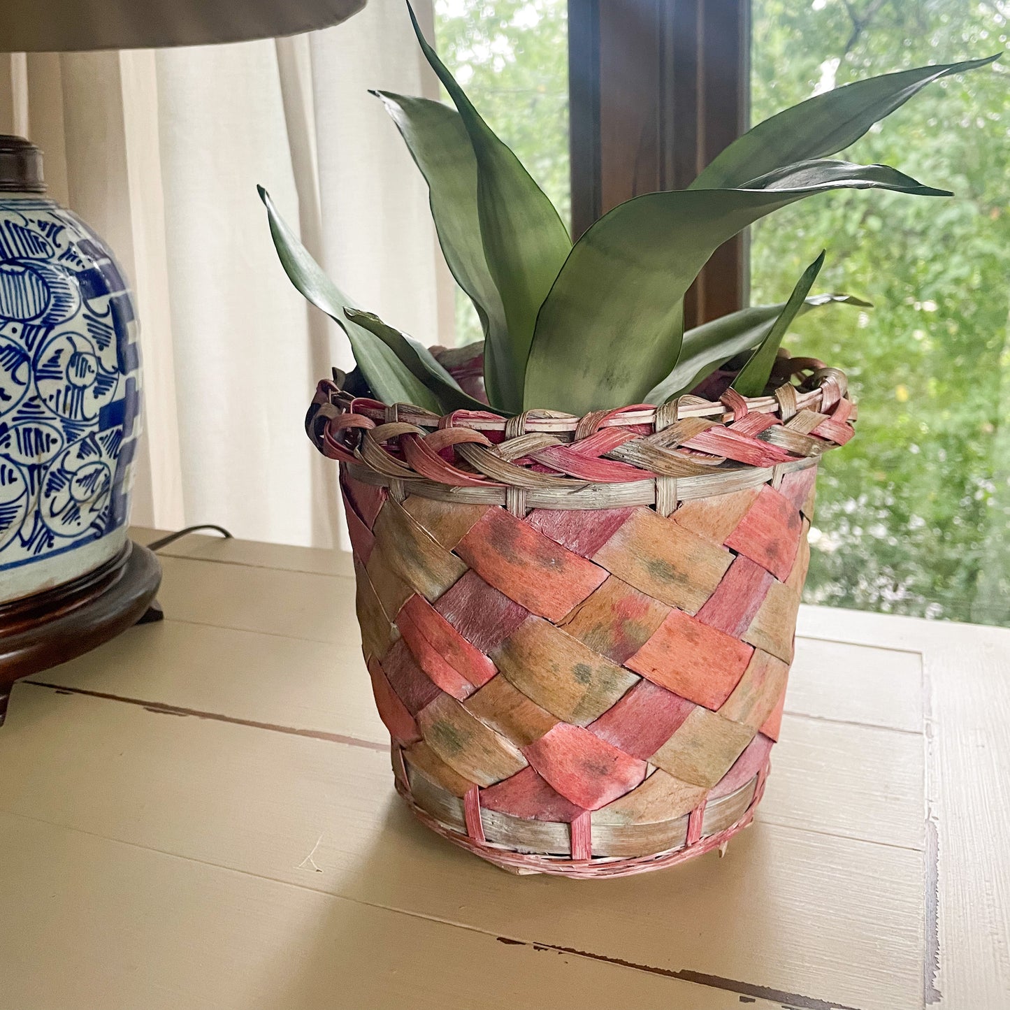 Multi Color Wicker Planter Basket