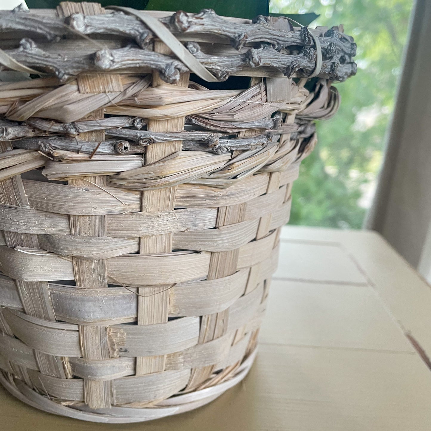 White Wicker Planter Basket