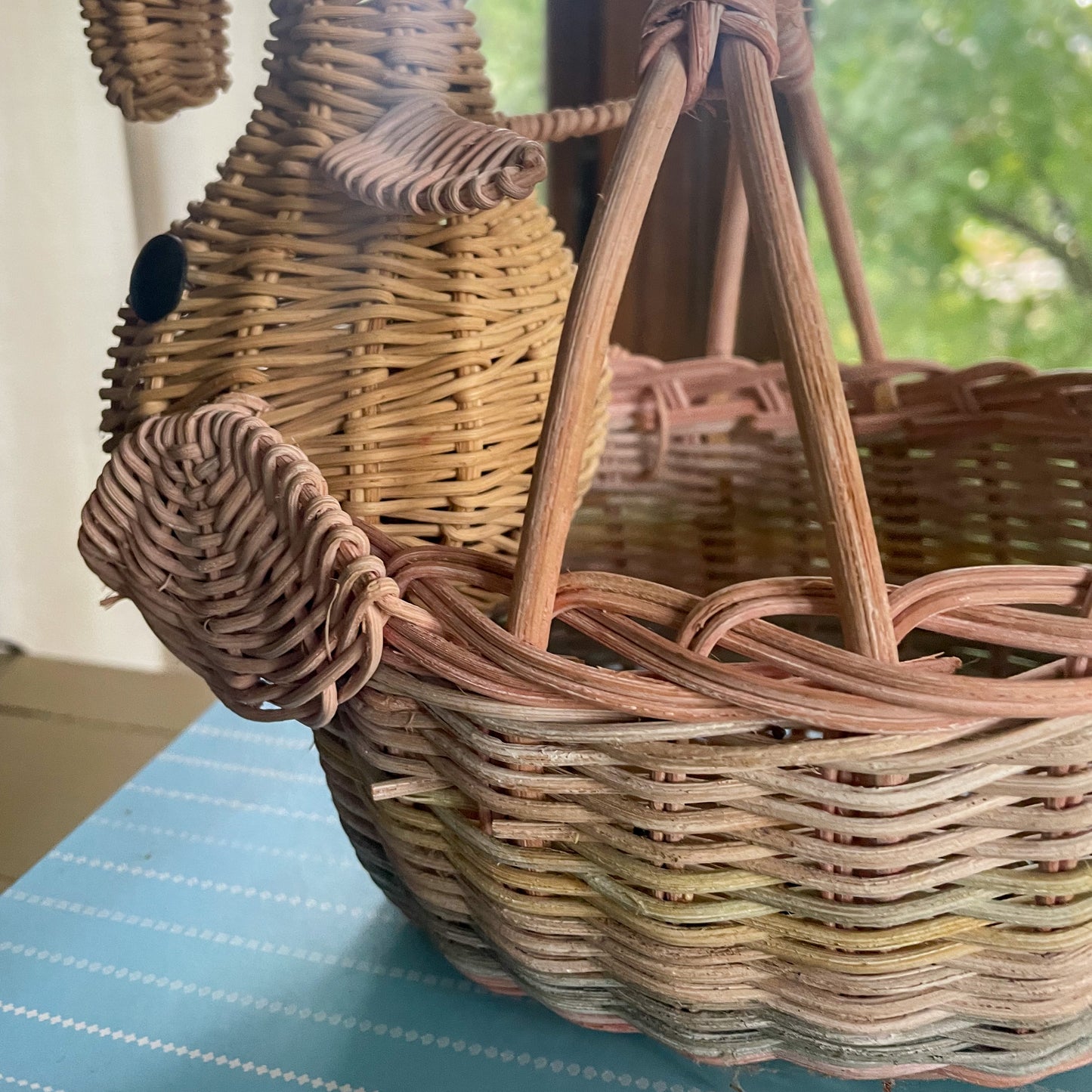 Multi Color Wicker Elephant Basket