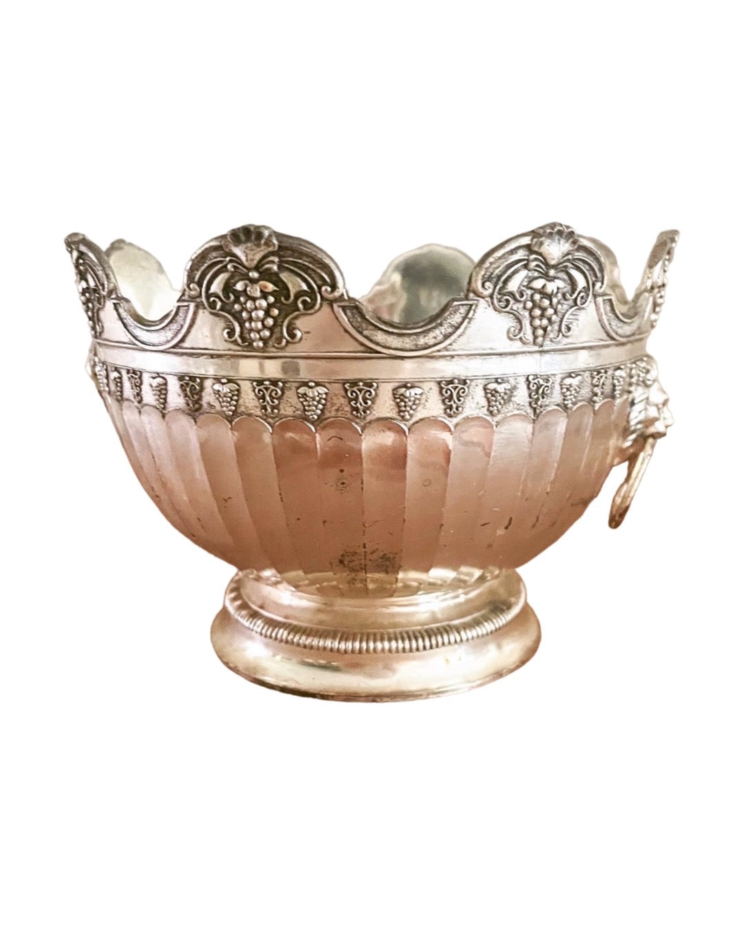 Silverplated Cachepot with Lion Head Detail