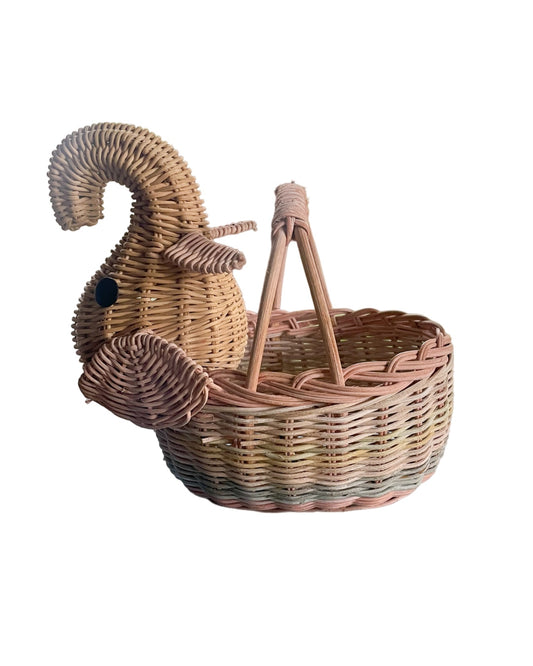 Multi Color Wicker Elephant Basket